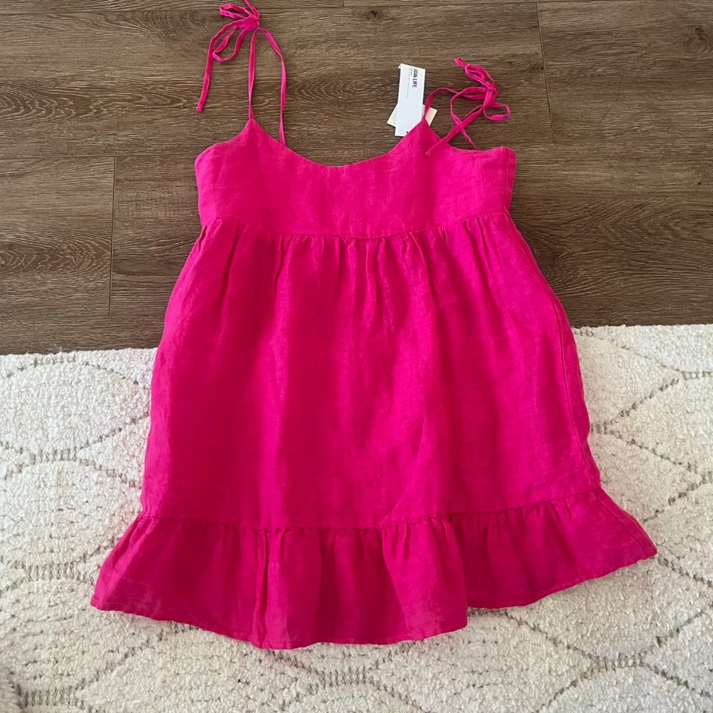 Zara Fuchsia Mini Linen Dress